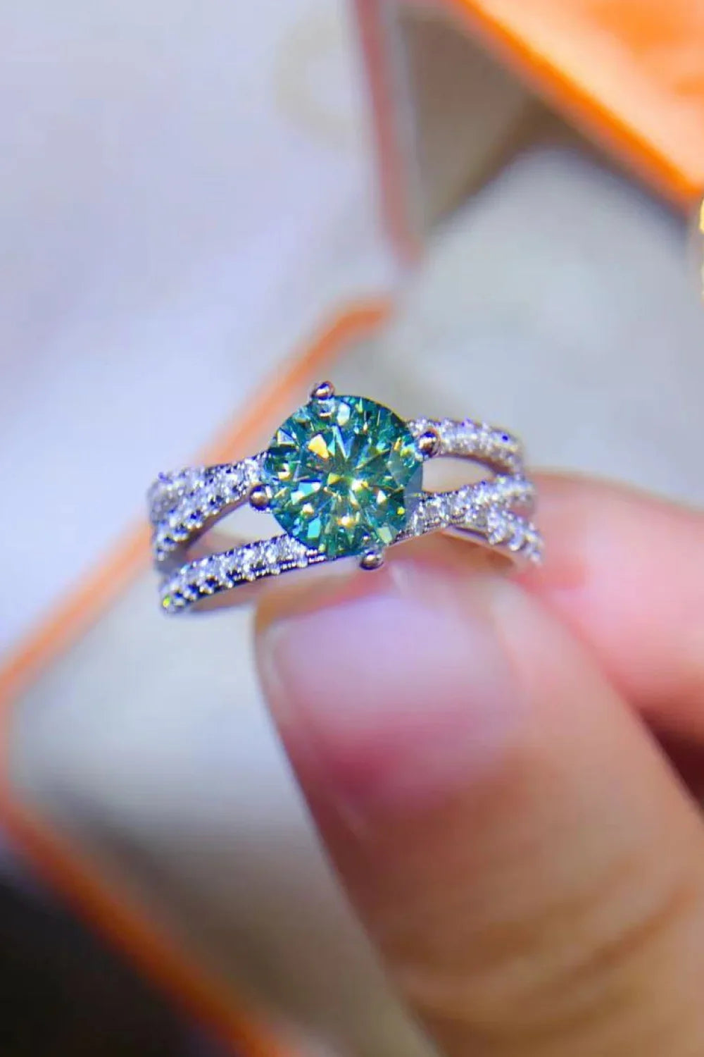 1 Carat Moissanite Sterling Silver Ring With Zircon Accents - Southern Shores Clothing