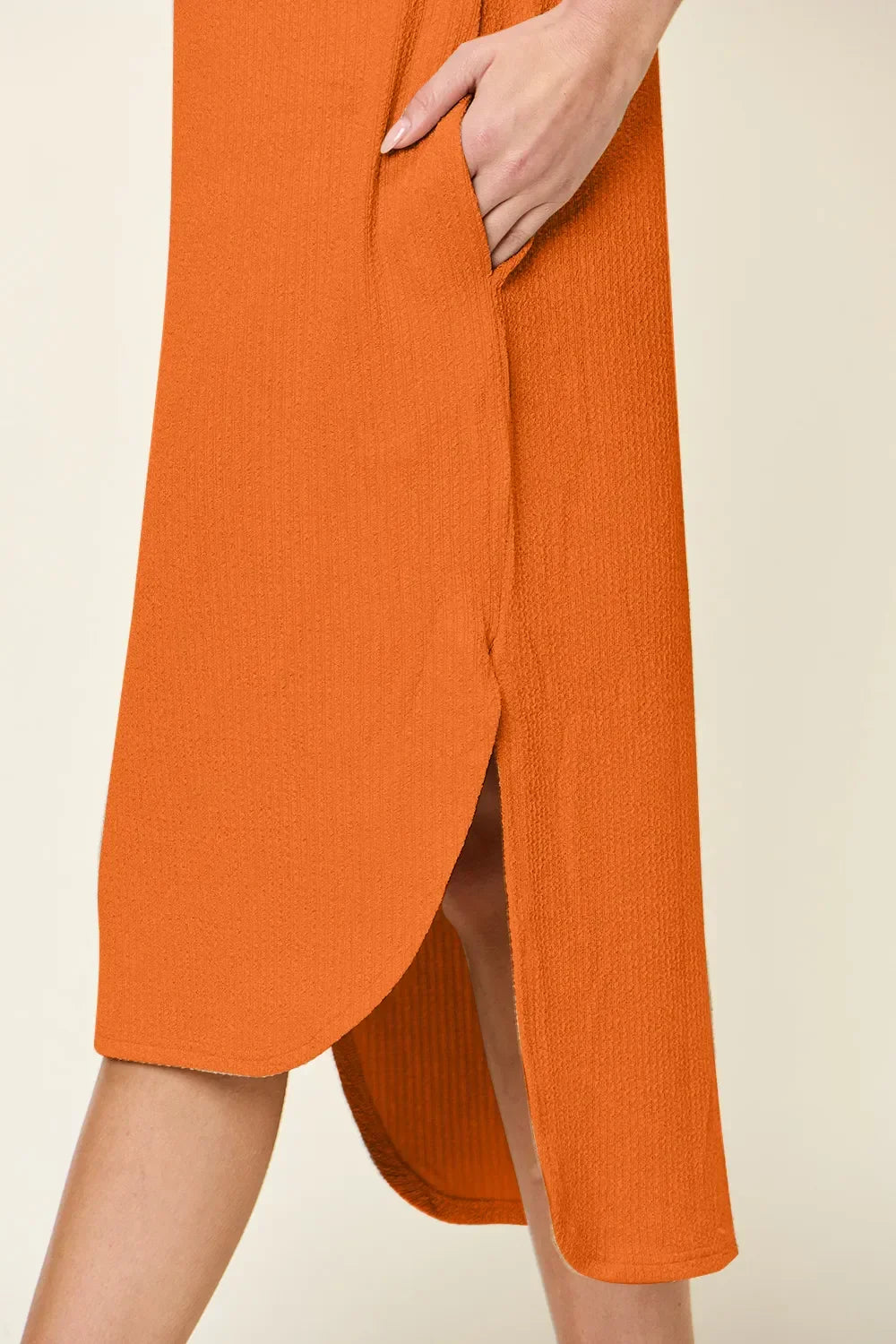 Versatile Round Neck Short Sleeve Slit Dress - Southern Shores Clothing