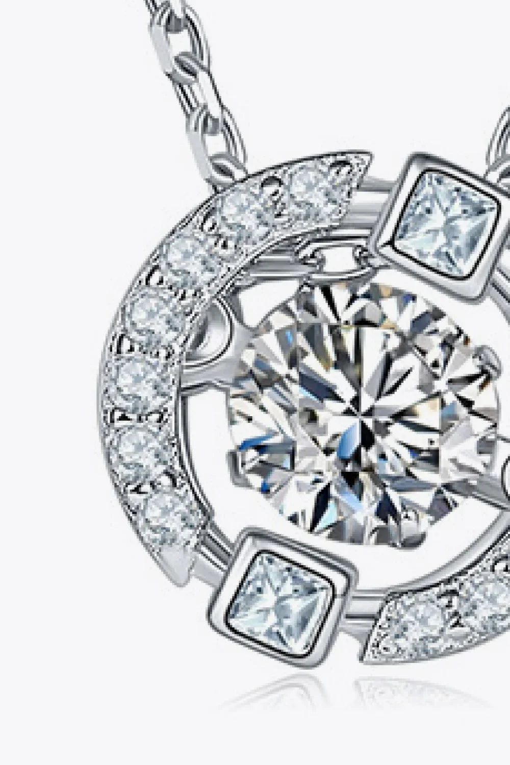 Moissanite Pendant Necklace, 0.5ct Sterling Silver Chain