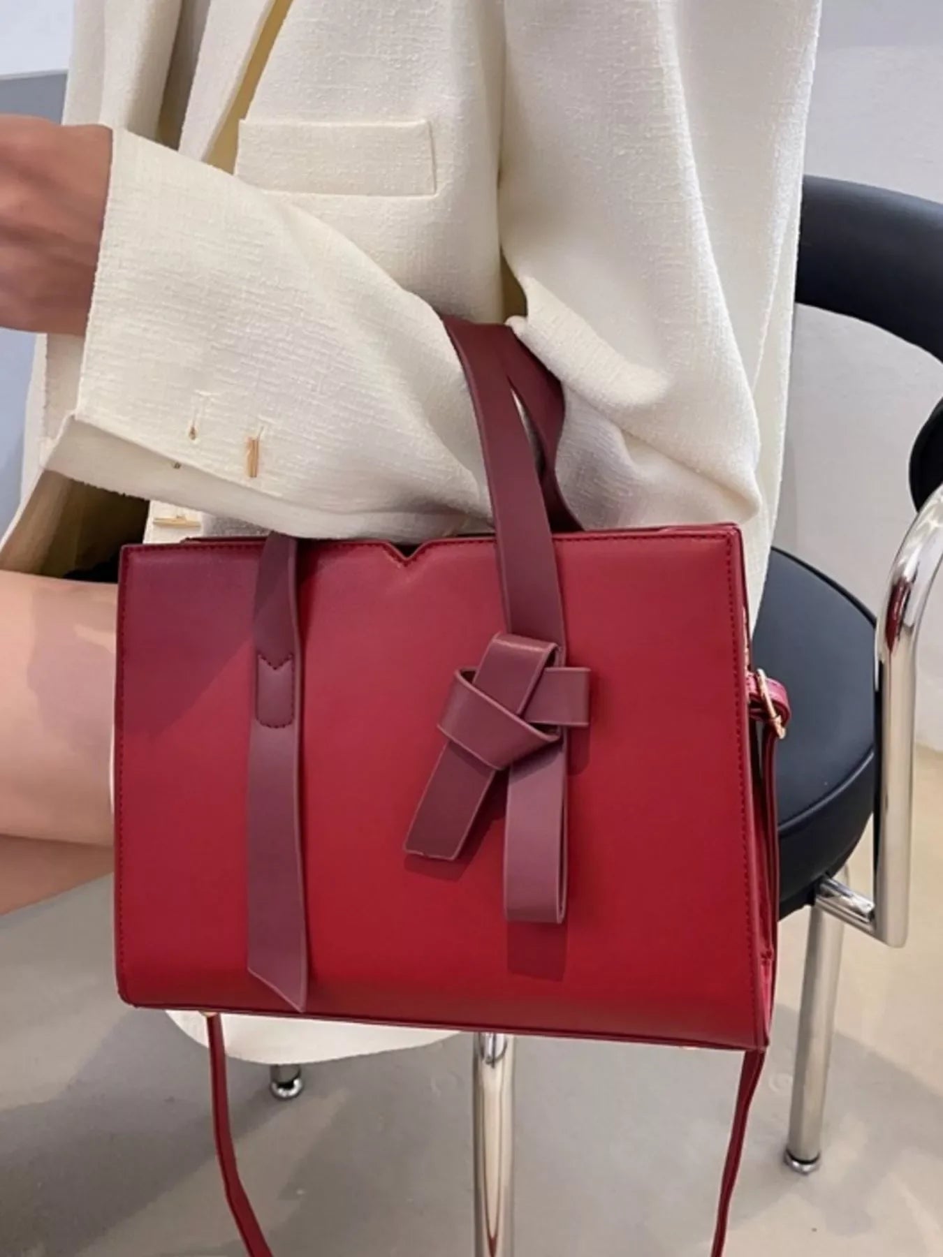 Faux Leather Tote Bag With Top Zip Closure - Southern Shores Clothing