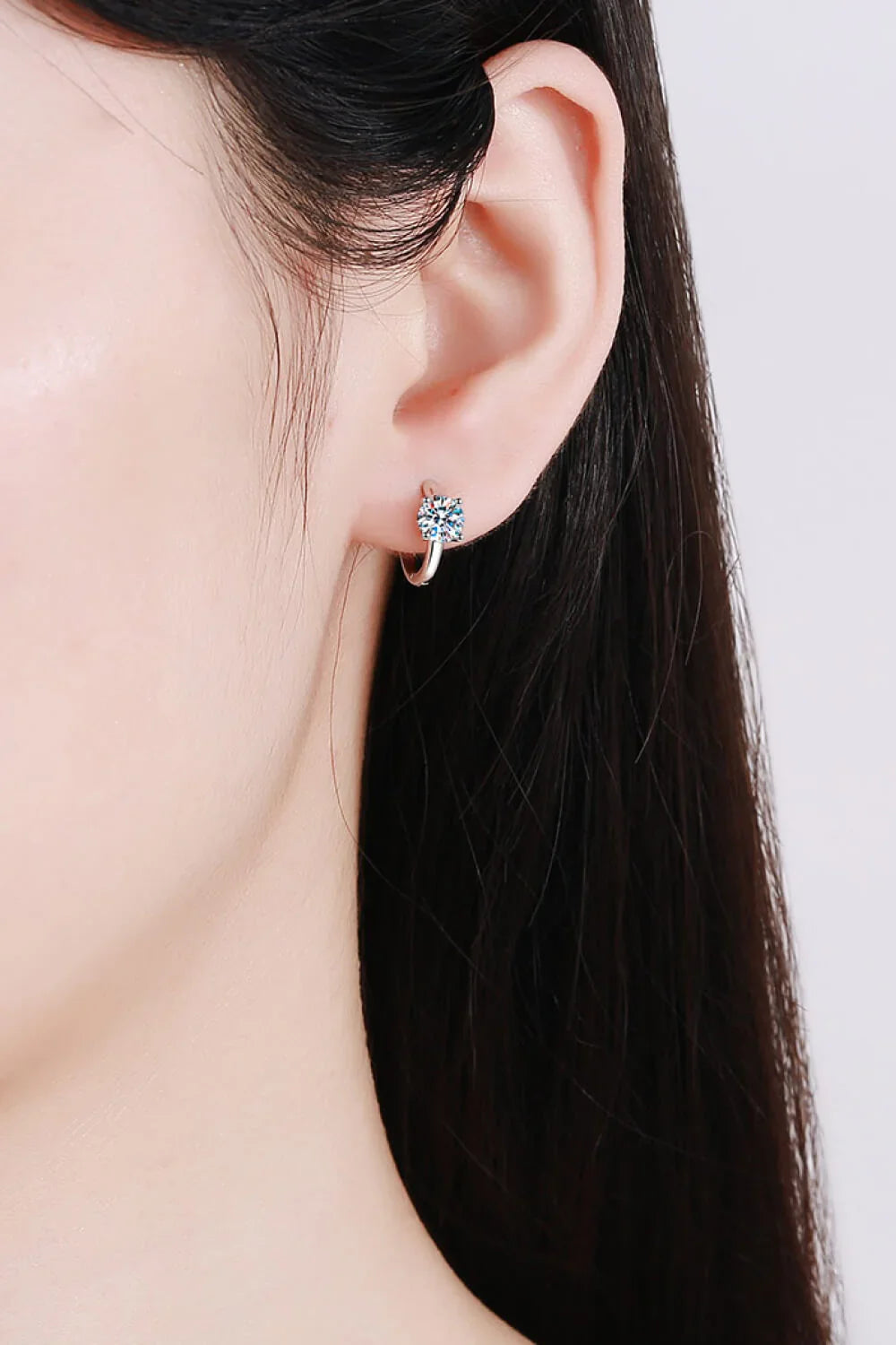 1 Ct Moissanite Sterling Silver Huggie Earrings - Southern Shores Clothing
