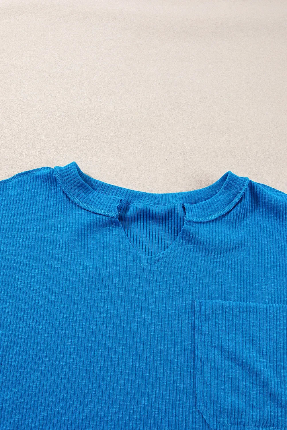 Exposed Seam Notched Long Sleeve Pocketed Blouse - Southern Shores Clothing
