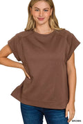Textured Knit Jacquard Short Sleeve Top Lightweight - Southern Shores Clothing