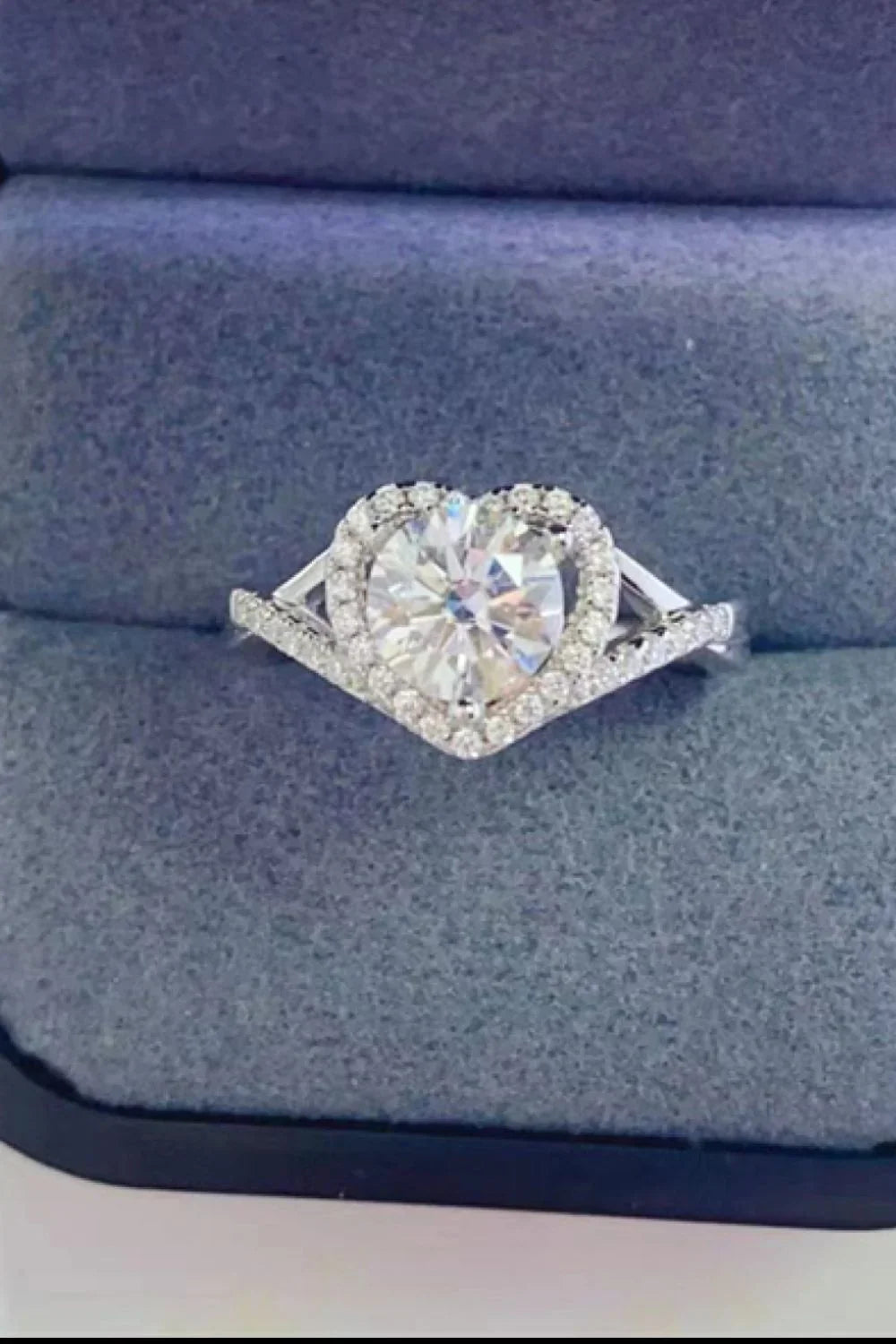 Moissanite Heart Ring Sterling Silver 1 Carat Stone - Southern Shores Clothing