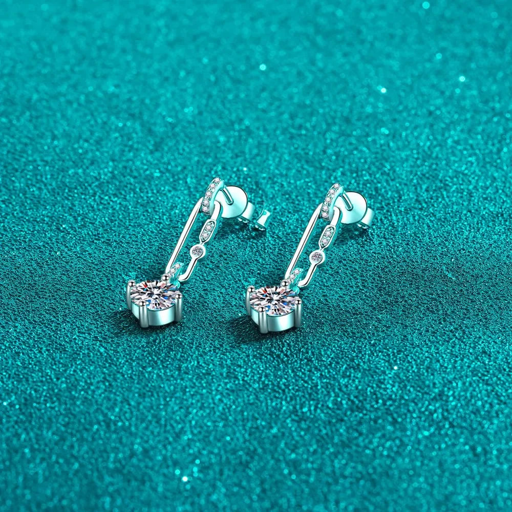 2 Carat Moissanite Sterling Silver Drop Earrings - Southern Shores Clothing