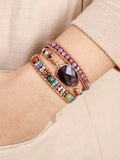 Amethyst Triple-Layer Bracelet With Natural Stones