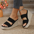 Open Toe Mid Heel Suede Platform Wedge Sandals - Southern Shores Clothing