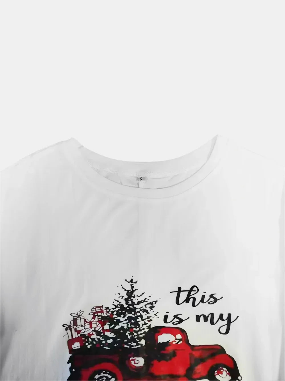 Graphic Two-Tone Round Neck Long Sleeve T-Shirt - Southern Shores Clothing