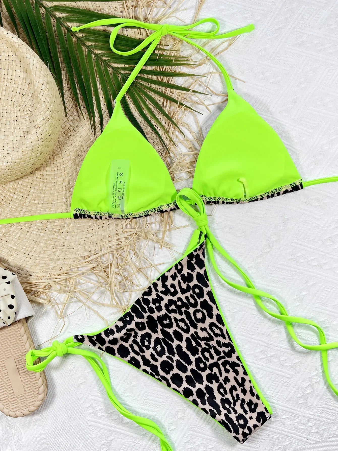 Leopard Print Halter Tie Side Bikini Stretchy - Southern Shores Clothing