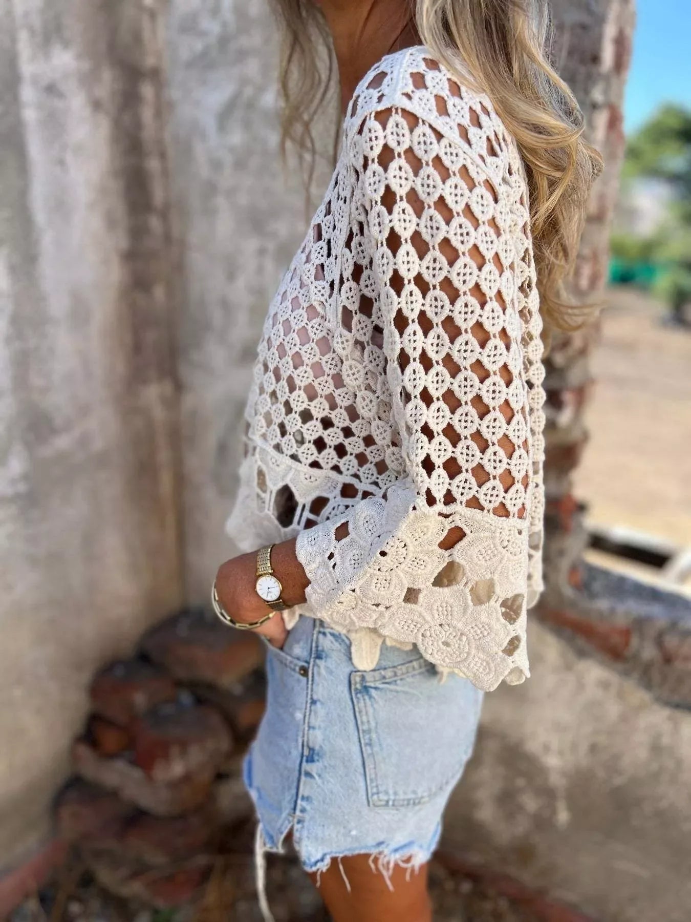 Tassel Crochet Knit Cover Up With Openwork Boho Style Chic - Southern Shores Clothing
