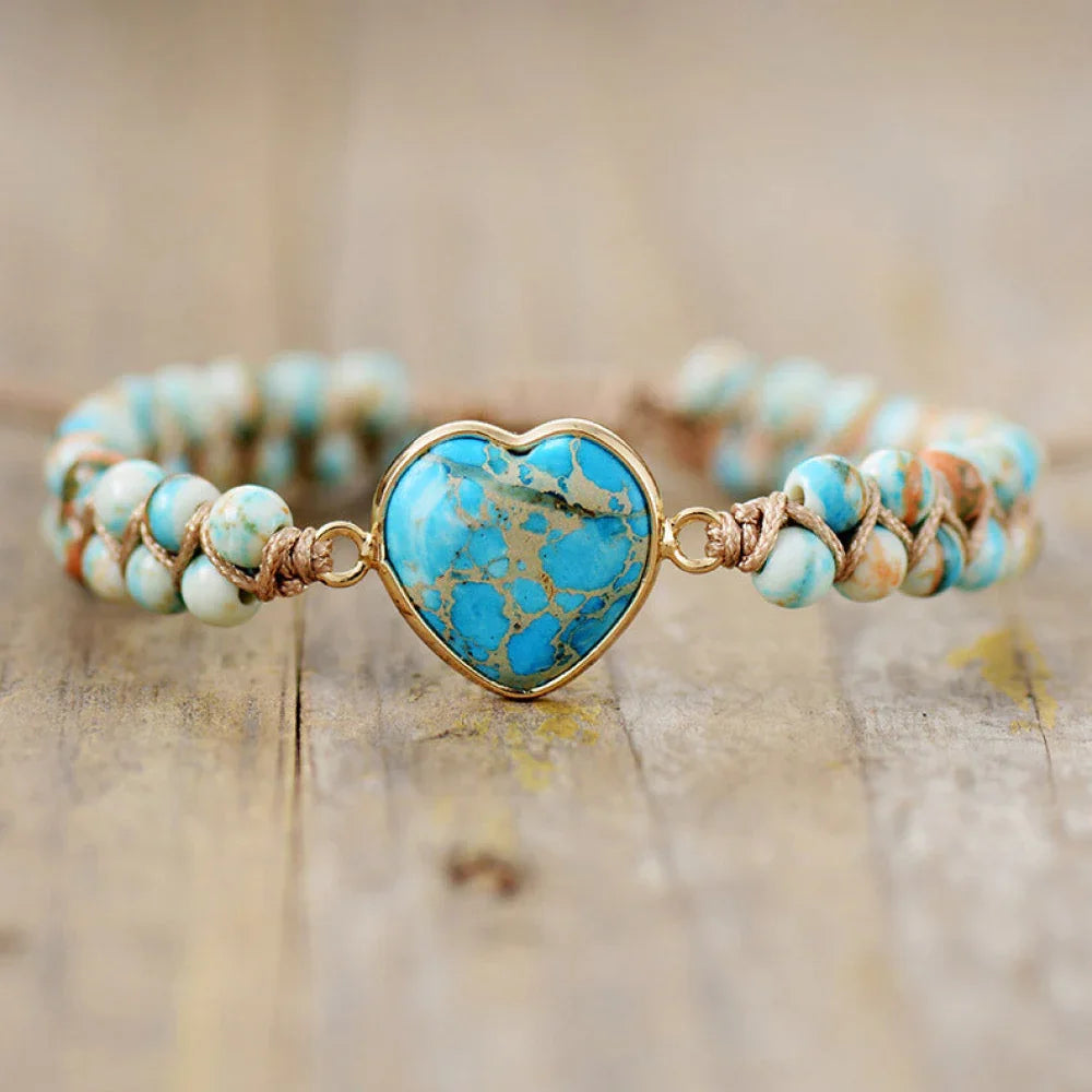 Heart Shaped Turquoise Stone Bracelet With Copper Bezel - Southern Shores Clothing