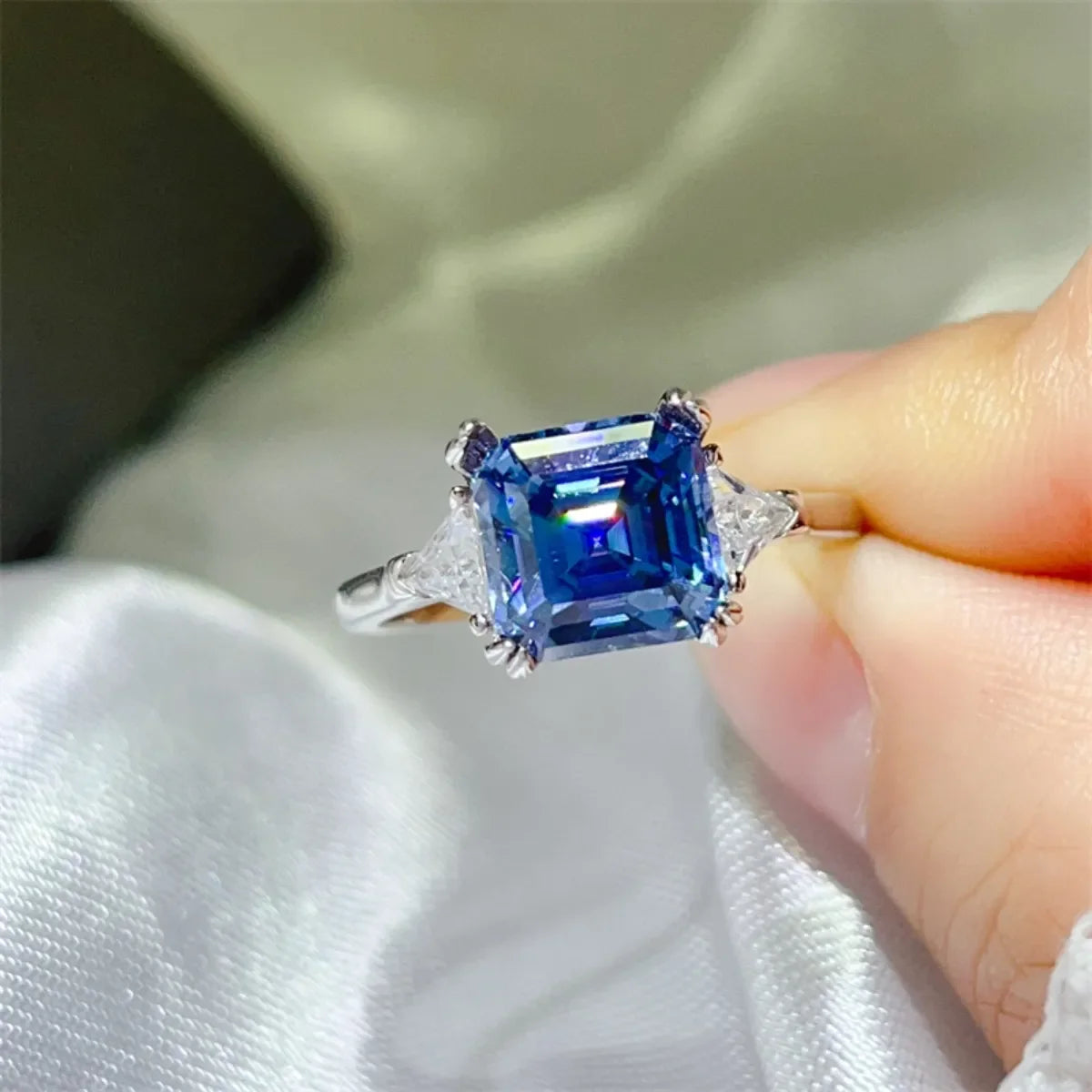 3 Carat Moissanite Sterling Silver Ring With Zircon Accents - Southern Shores Clothing