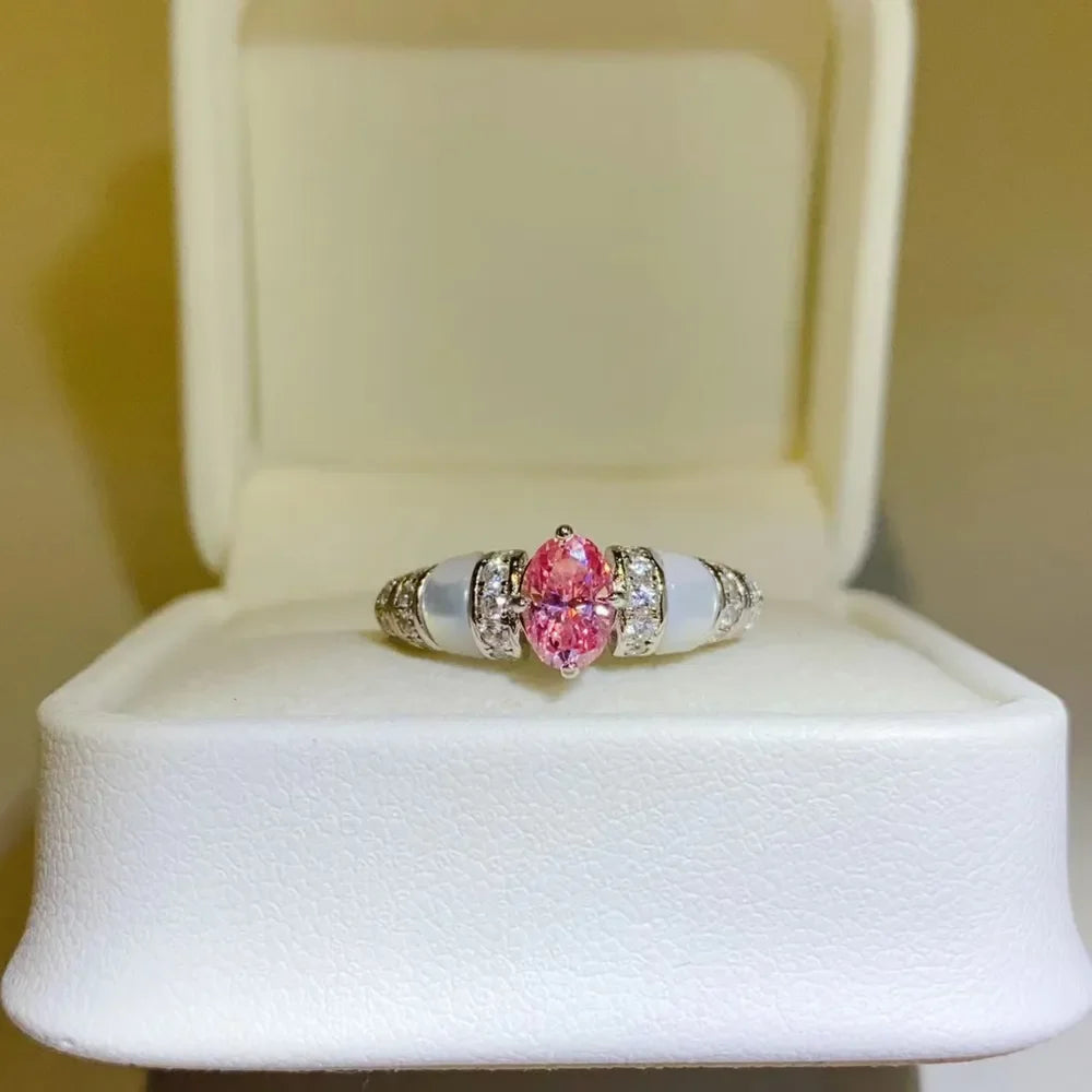 1 Carat Moissanite Sterling Silver Ring With Zircon Accents - Southern Shores Clothing
