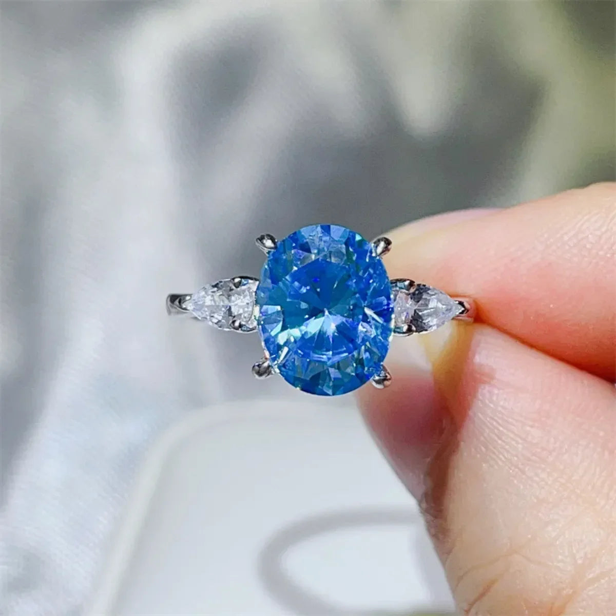 3 Carat Moissanite Sterling Silver Ring With Zircons - Southern Shores Clothing