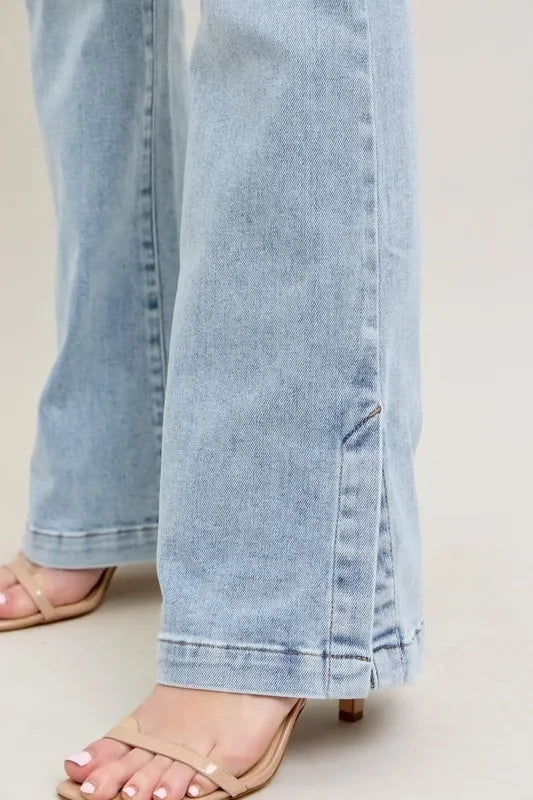Plus Size Tummy Control Vintage Wash Slim Boot Jeans - Southern Shores Clothing