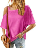 Asymmetrical Neck Half Sleeve Tee With Relaxed Fit - Southern Shores Clothing