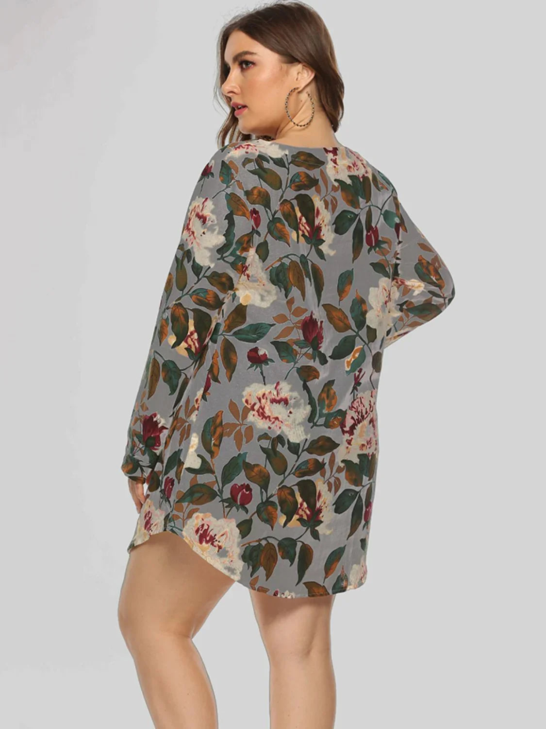 Full Size Floral Long Sleeve Mini Dress - Southern Shores Clothing