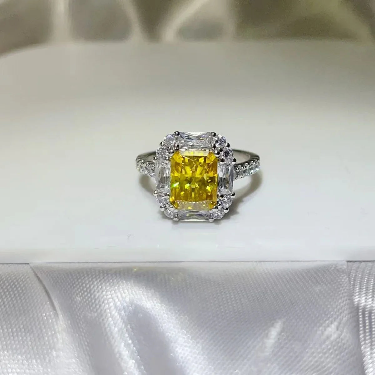 3 Carat Moissanite Halo Ring In Sterling Silver Setting - Southern Shores Clothing