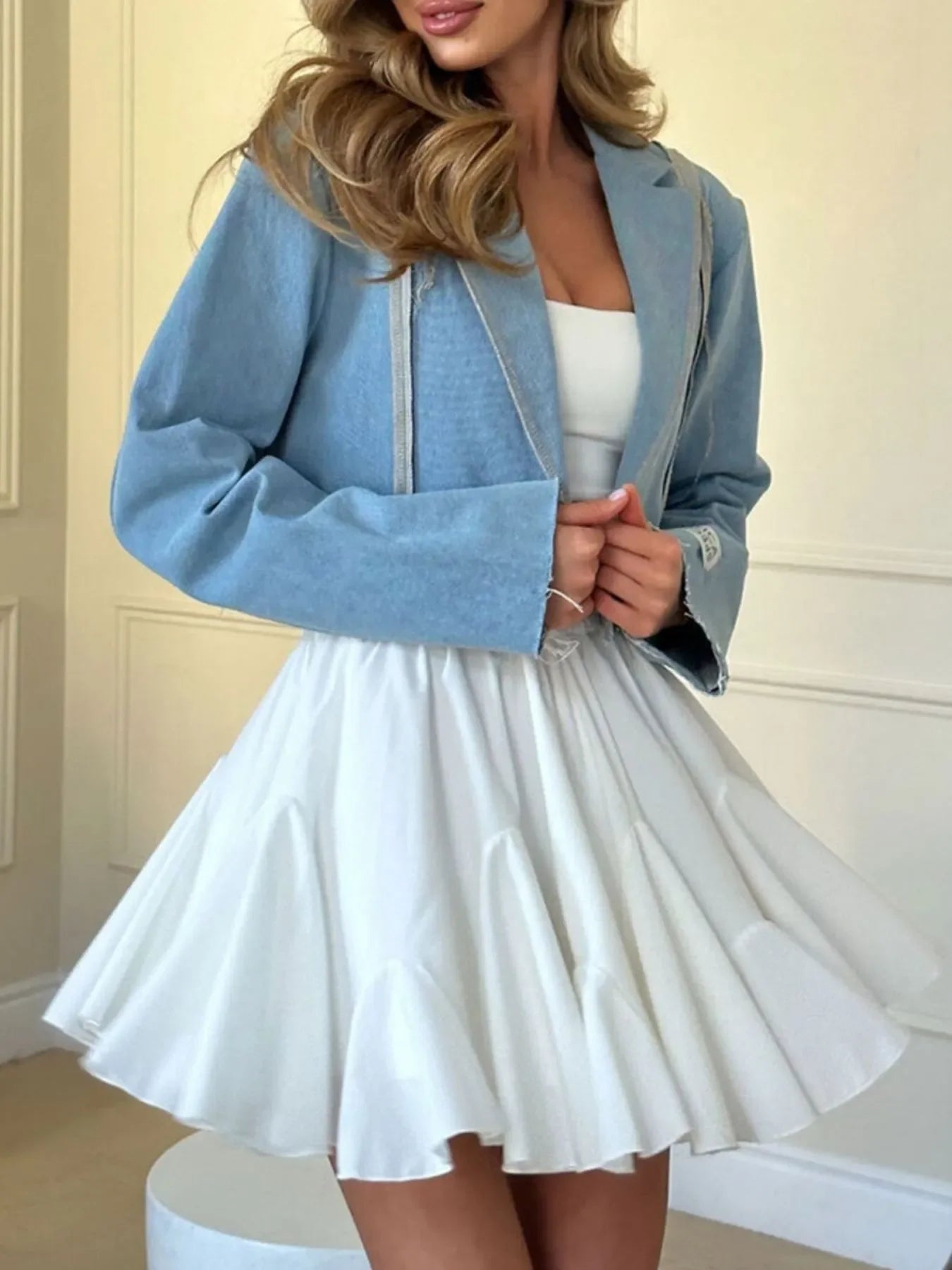 Elastic Waist Flowing Skirt With Ruffled Hem - Southern Shores Clothing