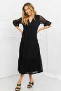 Lace Tiered Midi Dress With Surplice Neckline - Southern Shores Clothing