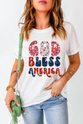 Letter Graphic Round Neck Short Sleeve T Shirt - Southern Shores Clothing