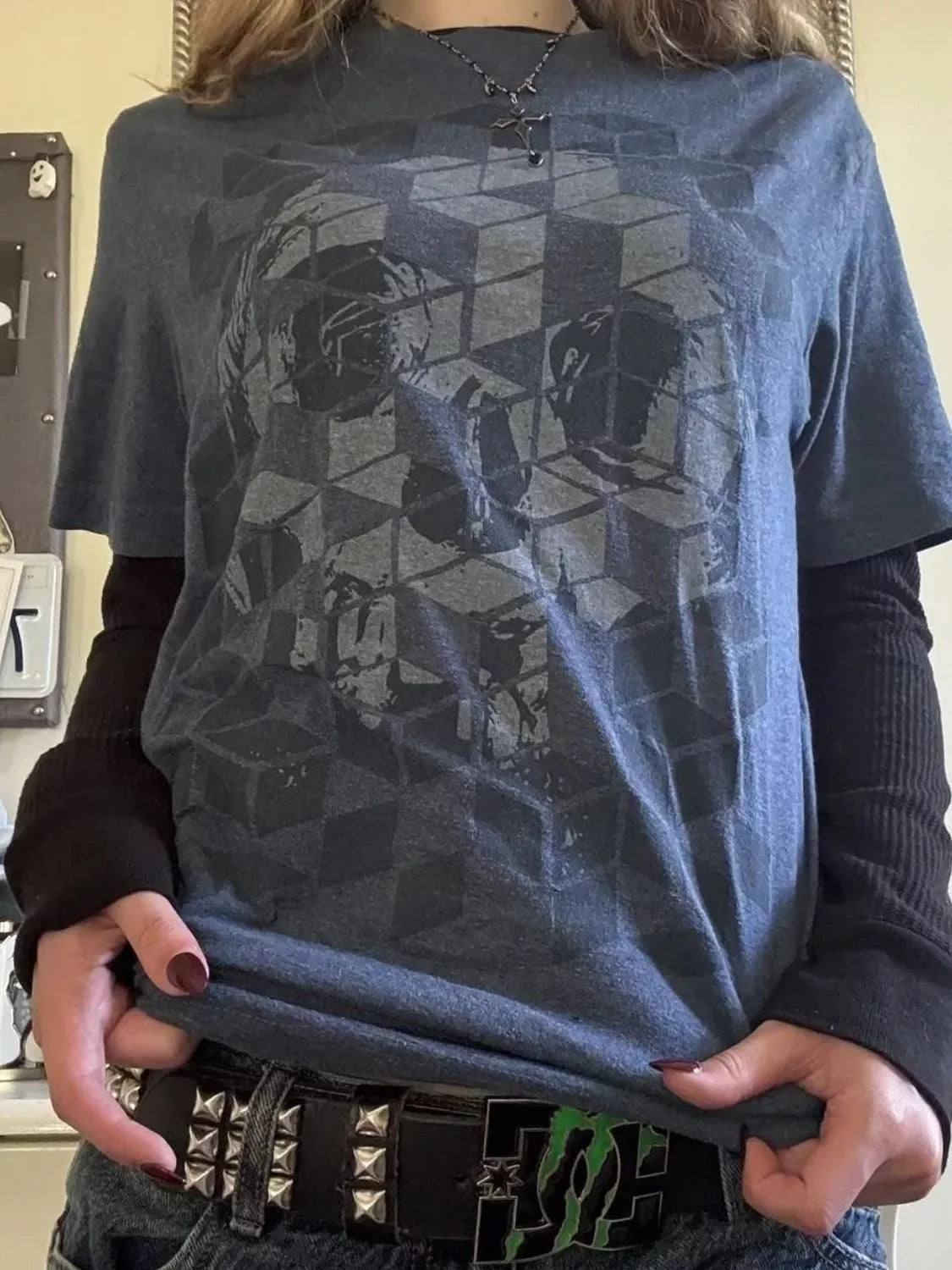 Skull Graphic Round Neck Long Sleeve T-Shirt - Southern Shores Clothing
