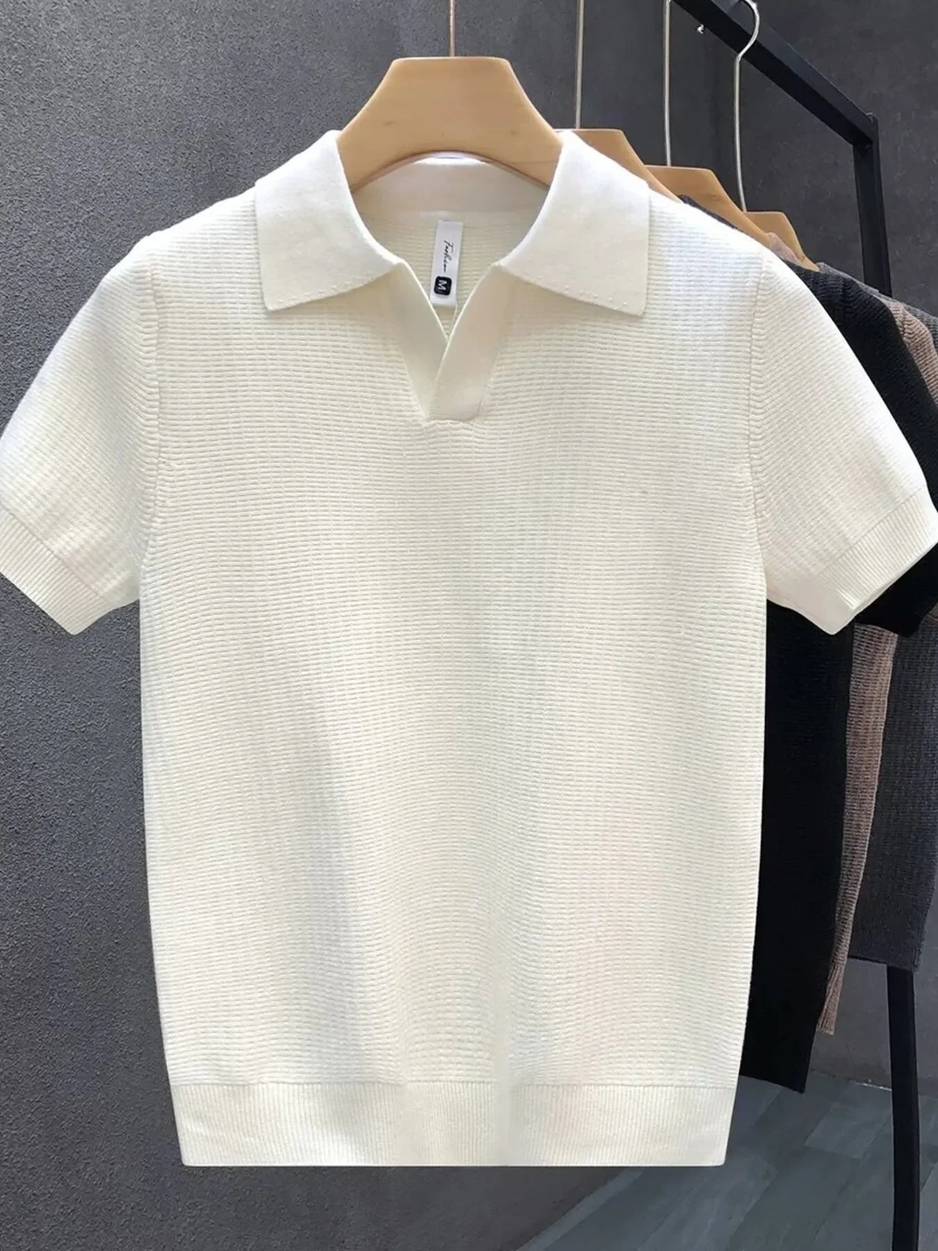 Plus Size Textured Knit Polo Shirt Casual Wear - Southern Shores Clothing