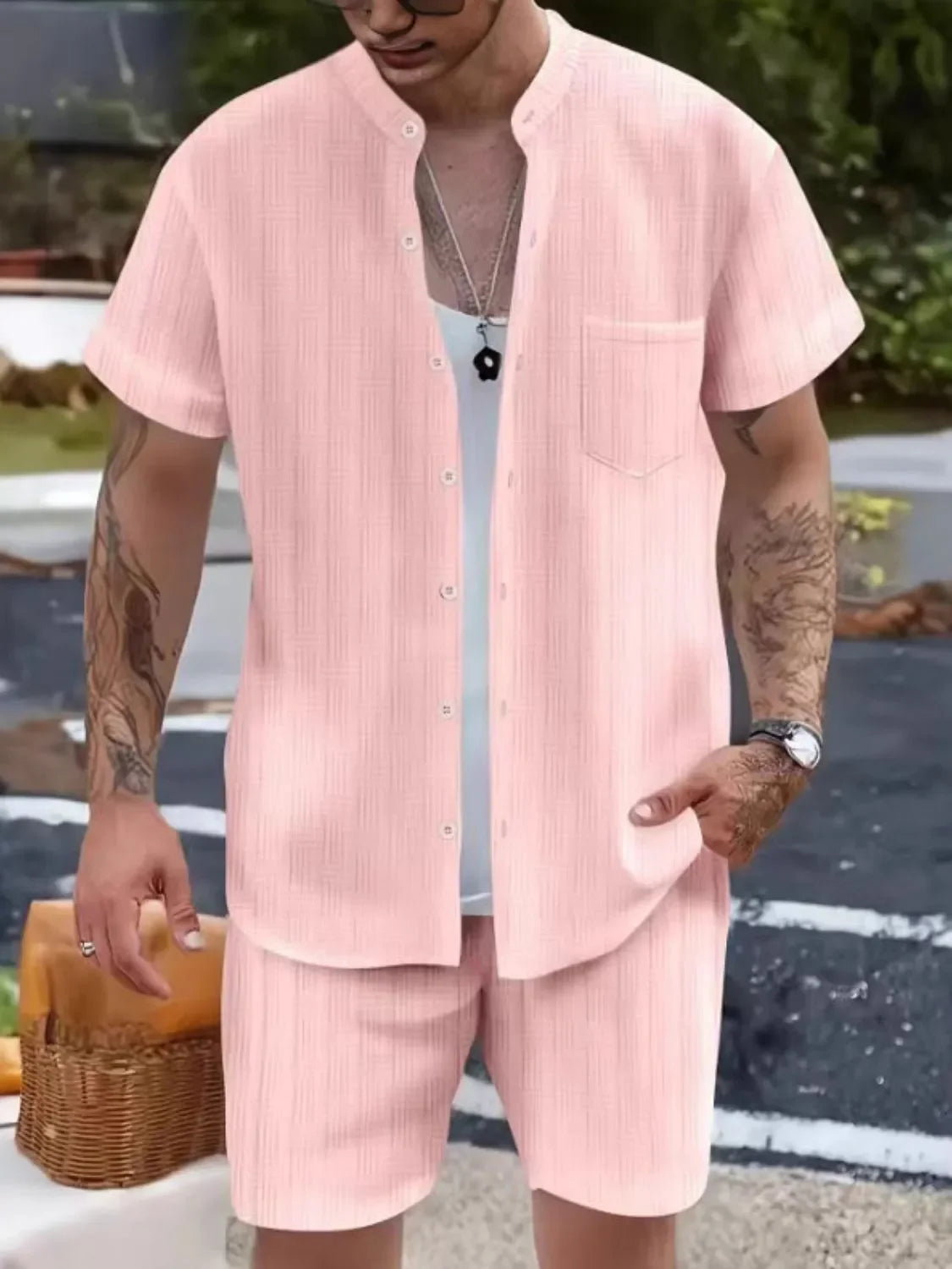 Men's Button Up Short Sleeve Shirt and Shorts Set - Southern Shores Clothing