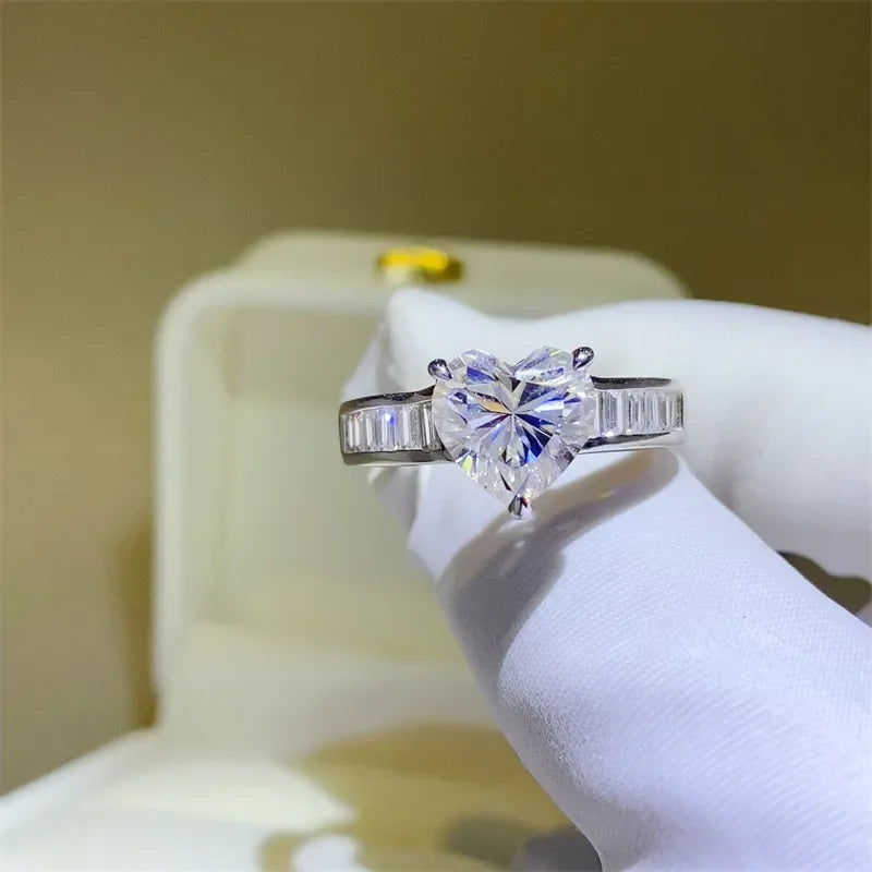 Moissanite Sterling Silver Ring 3 Carat Center Stone - Southern Shores Clothing
