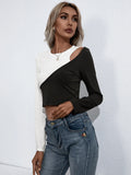 Cropped Round Neck Long Sleeve Tee With Moderate Stretch - Southern Shores Clothing