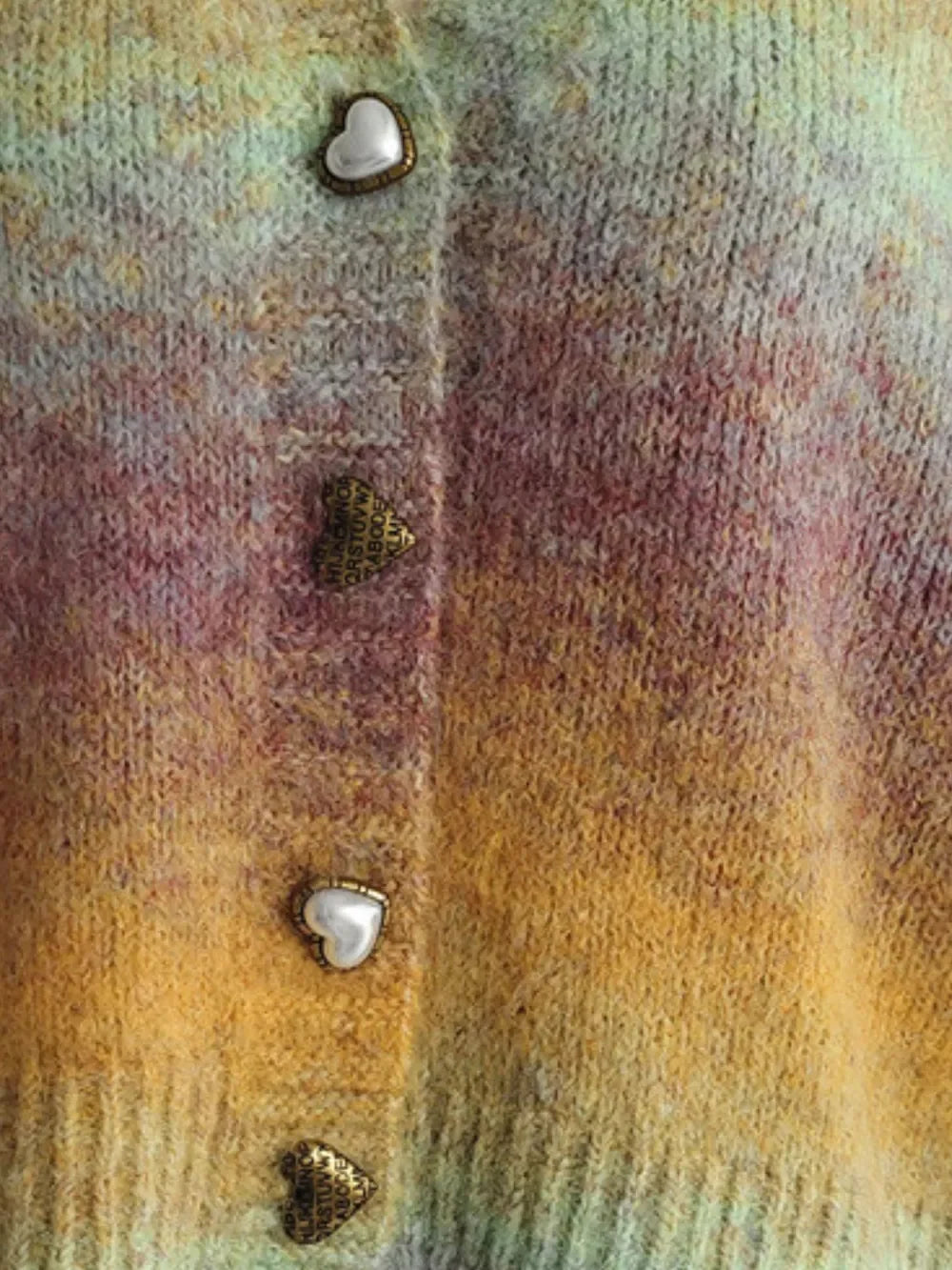 Heart Shape Button Front V-Neck Cardigan With Stretch - Southern Shores Clothing