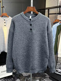 Plus Size Button Detail Relaxed Fit Dropped Shoulder Sweater - Southern Shores Clothing