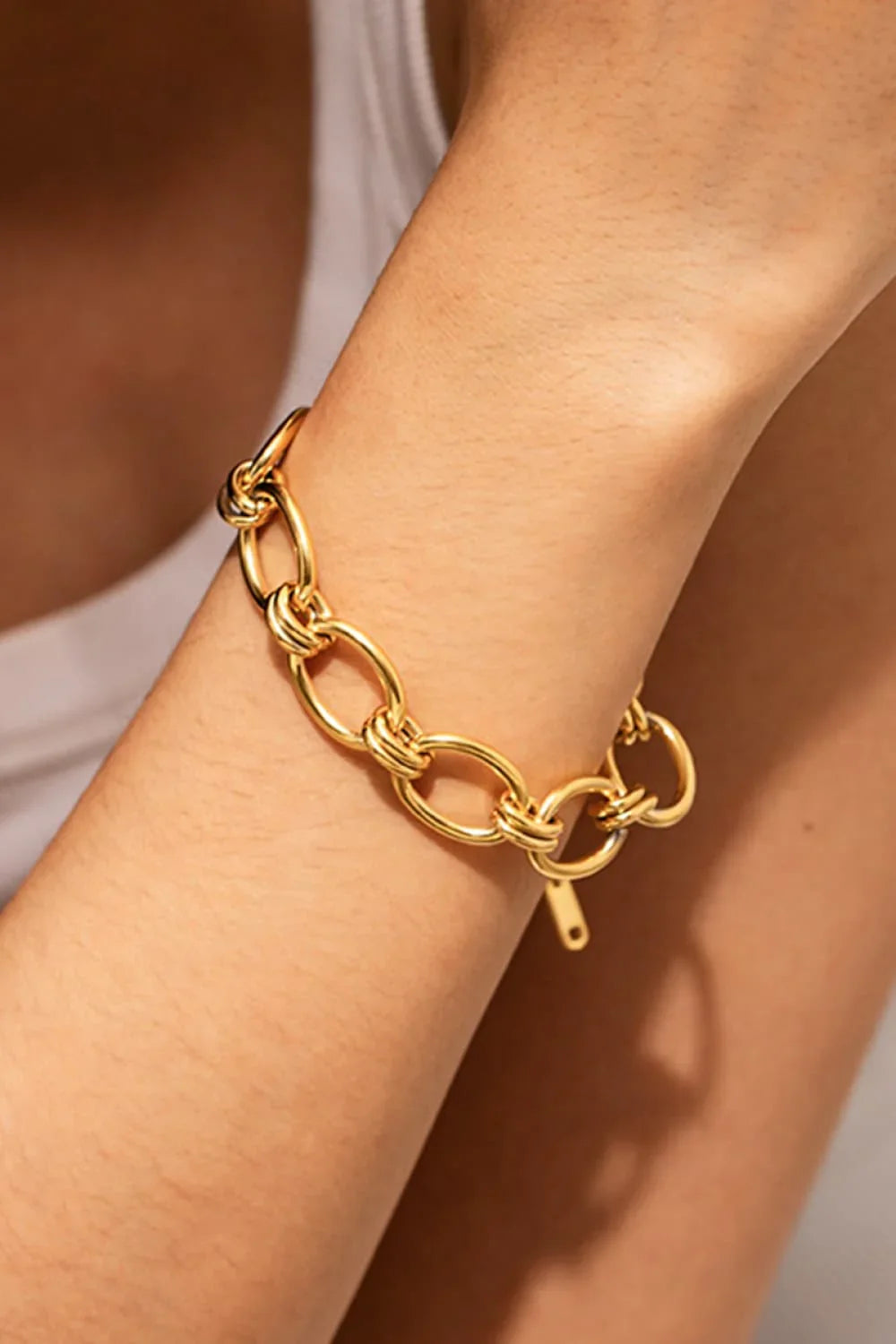 Chunky Chain Stainless Steel Bracelet With 18K Gold Plating - Southern Shores Clothing