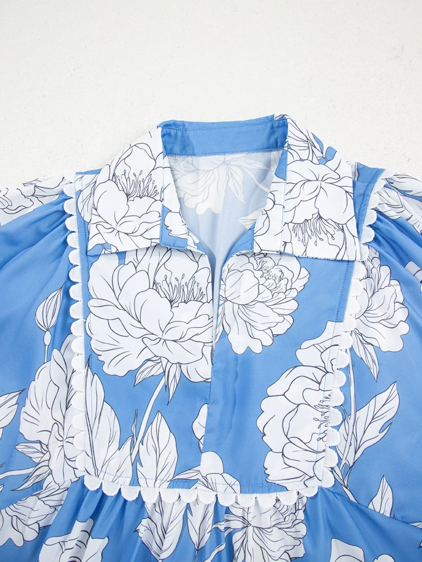 Southern Shores Clothing Floral Print Buttoned Relaxed Babydoll Blouse In 100 Percent Polyester - Southern Shores Clothing