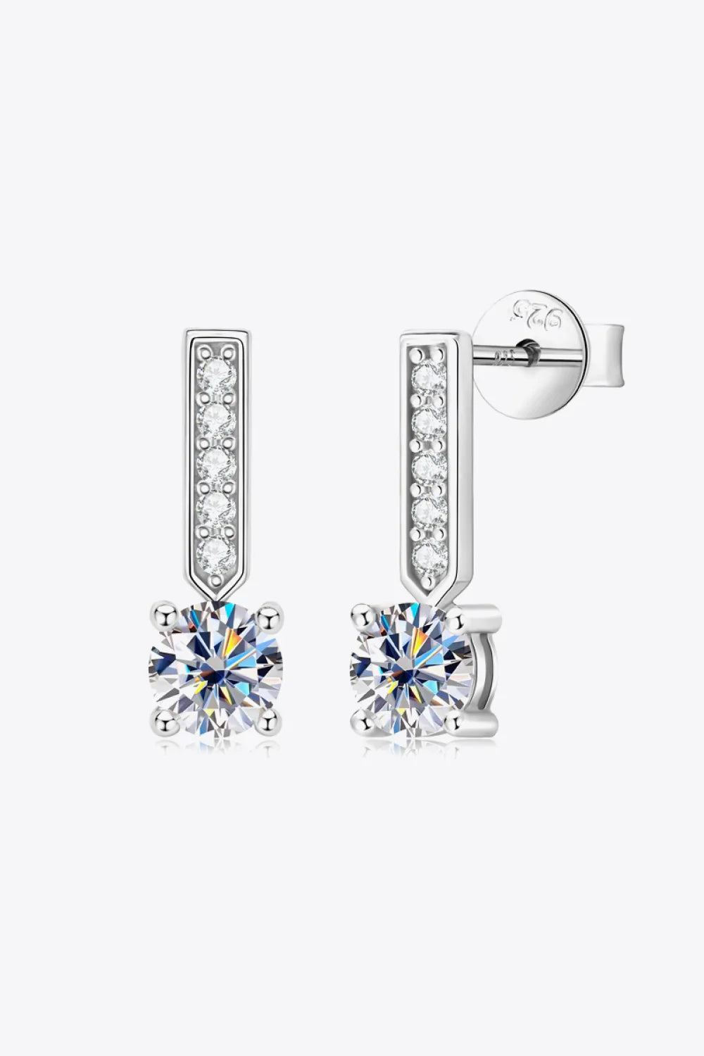 Moissanite Zircon Sterling Silver Drop Earrings - Southern Shores Clothing