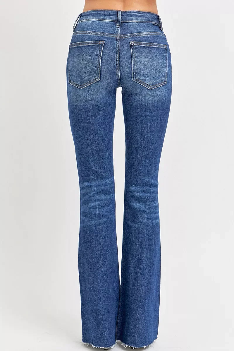 Distressed Mid Rise Flare Jeans Plus Size Denim - Southern Shores Clothing