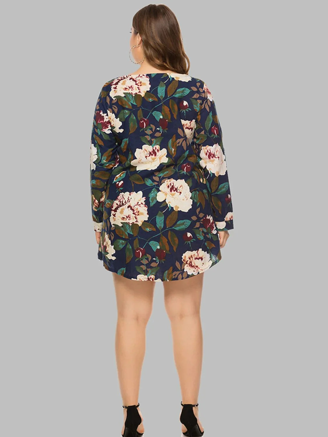 Full Size Floral Long Sleeve Mini Dress - Southern Shores Clothing