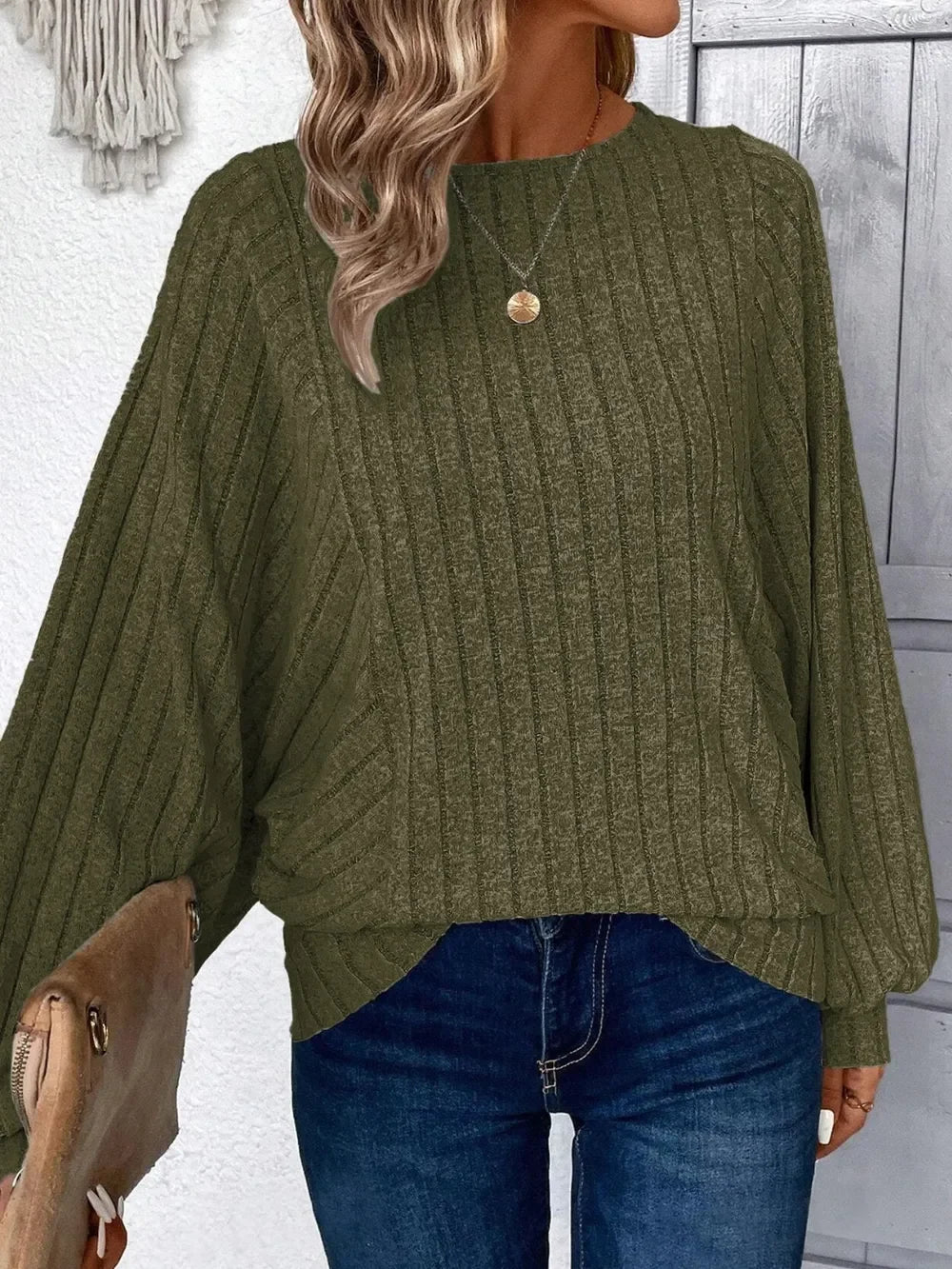 Plus Size Batwing Sleeve Round Neck T Shirt With Stretch - Southern Shores Clothing