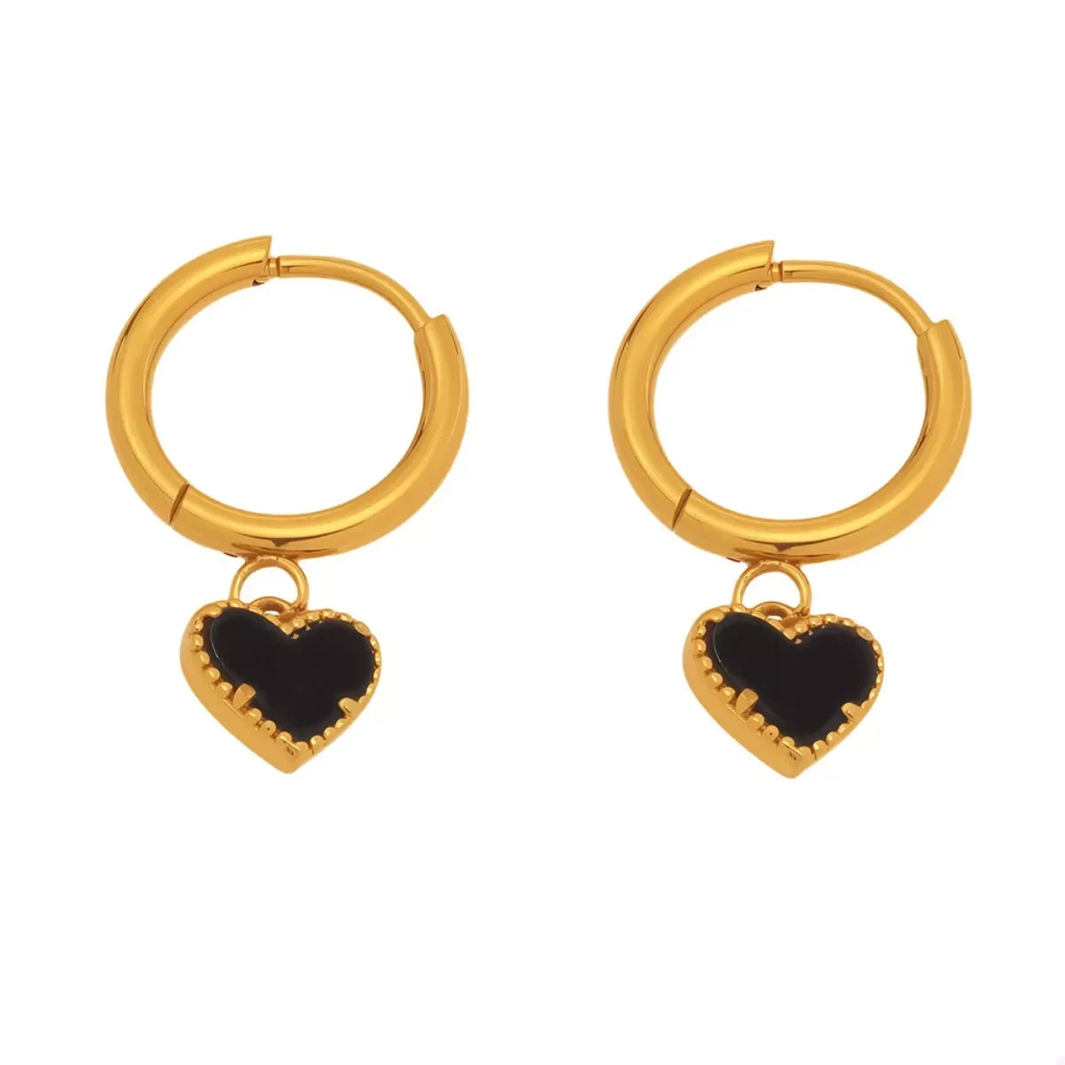 18K Gold Plated Heart Hoop Earrings With Coastal Design - Southern Shores Clothing