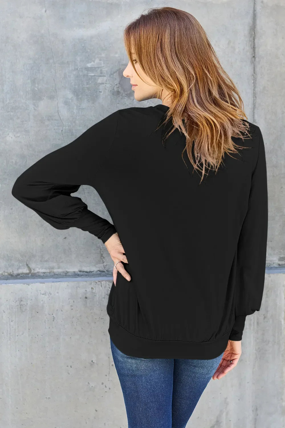 V Neck Lantern Sleeve Top Lightweight Stretch - Southern Shores Clothing