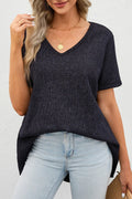 V-Neck Dropped Shoulder Tunic Top Polyester Blend - Southern Shores Clothing