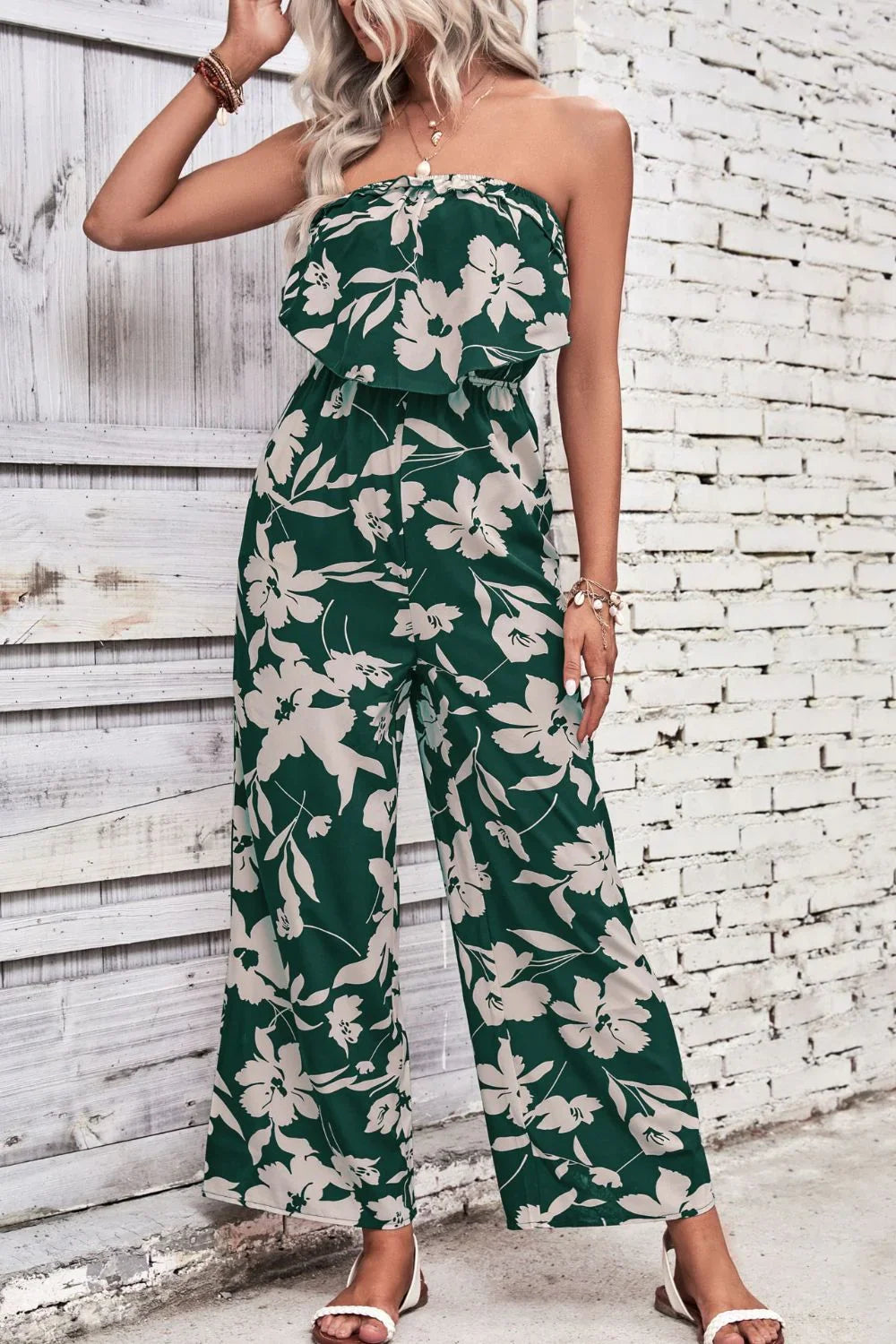 Floral Strapless Wide Leg Jumpsuit Chic Style - Southern Shores Clothing
