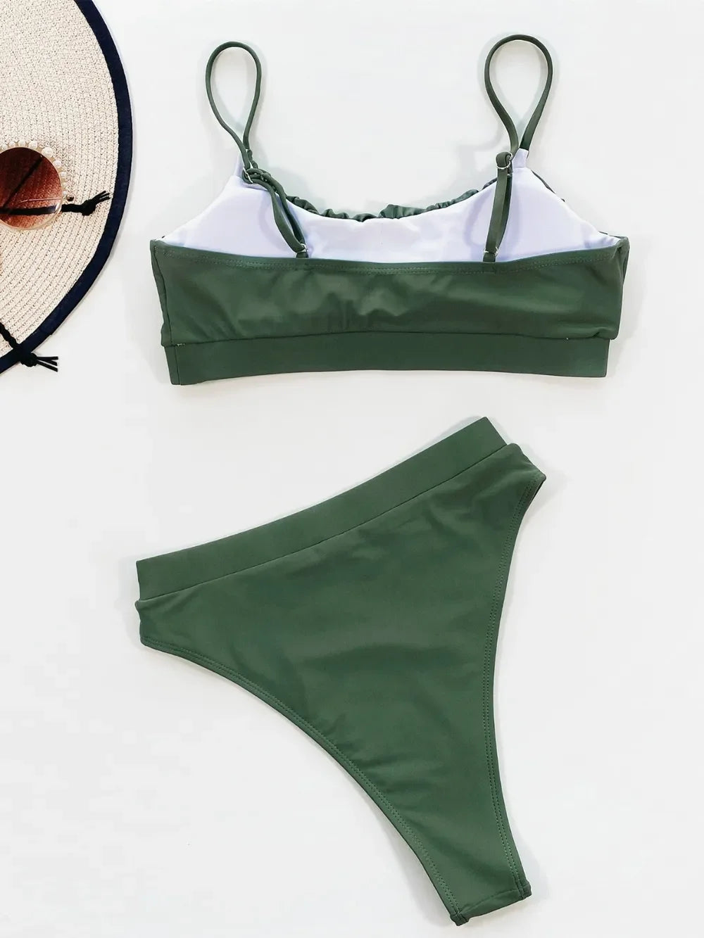 Ruched Adjustable Strap Two-Piece Swim Set With Removable Padding - Southern Shores Clothing