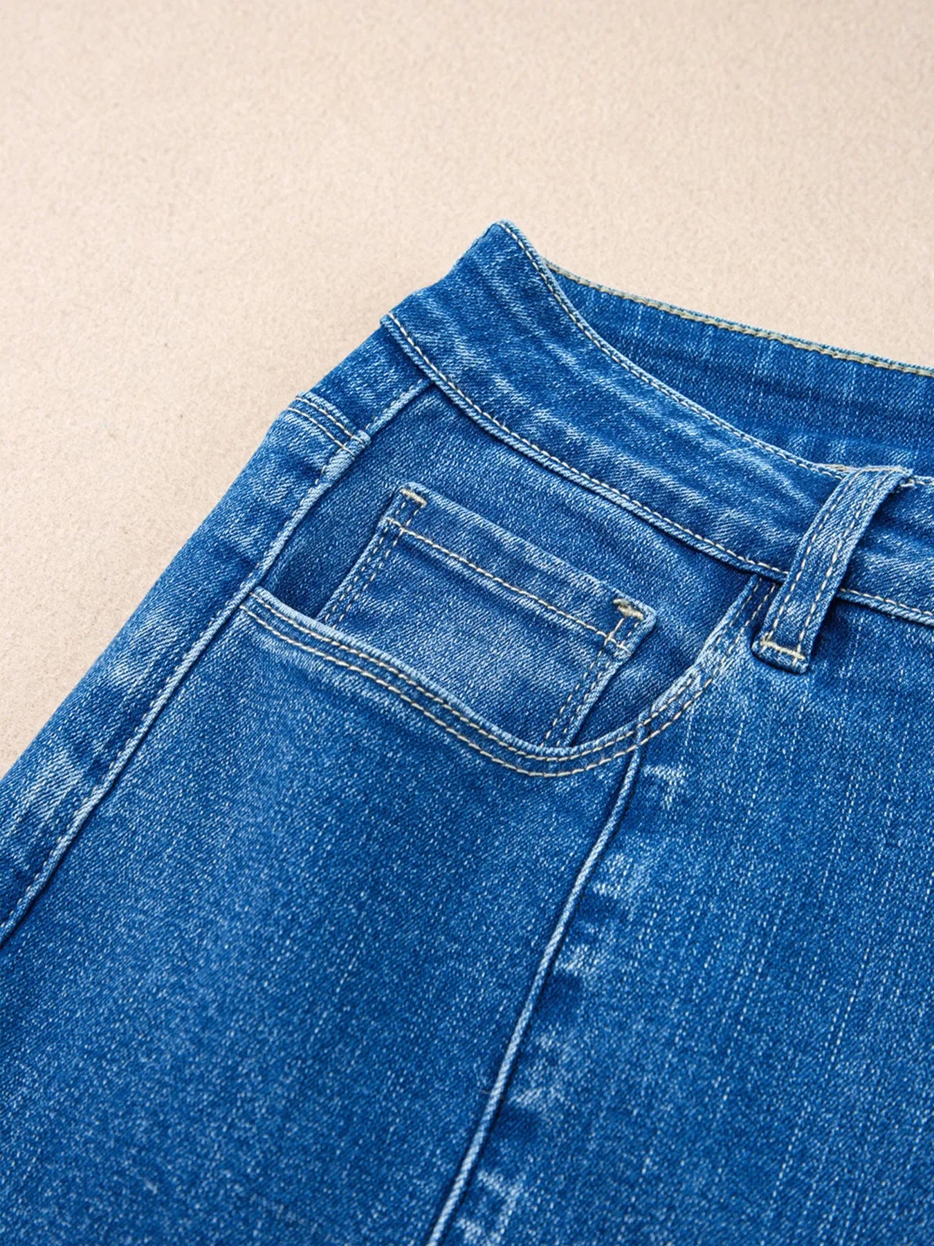 Coastal Seam Detail Flared Bottom Ankle Length Denim Jeans - Southern Shores Clothing