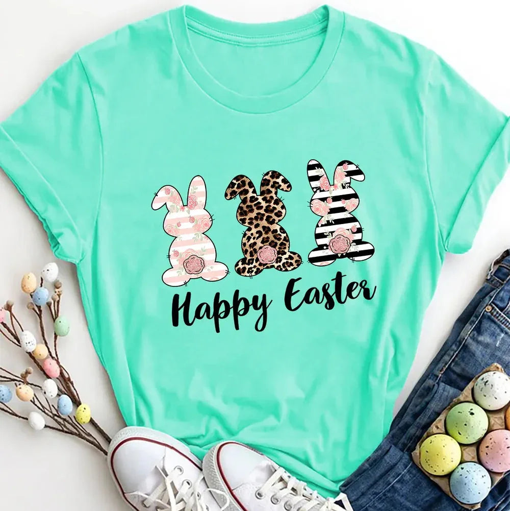Happy Easter Round Neck Short Sleeve Tee - Southern Shores Clothing