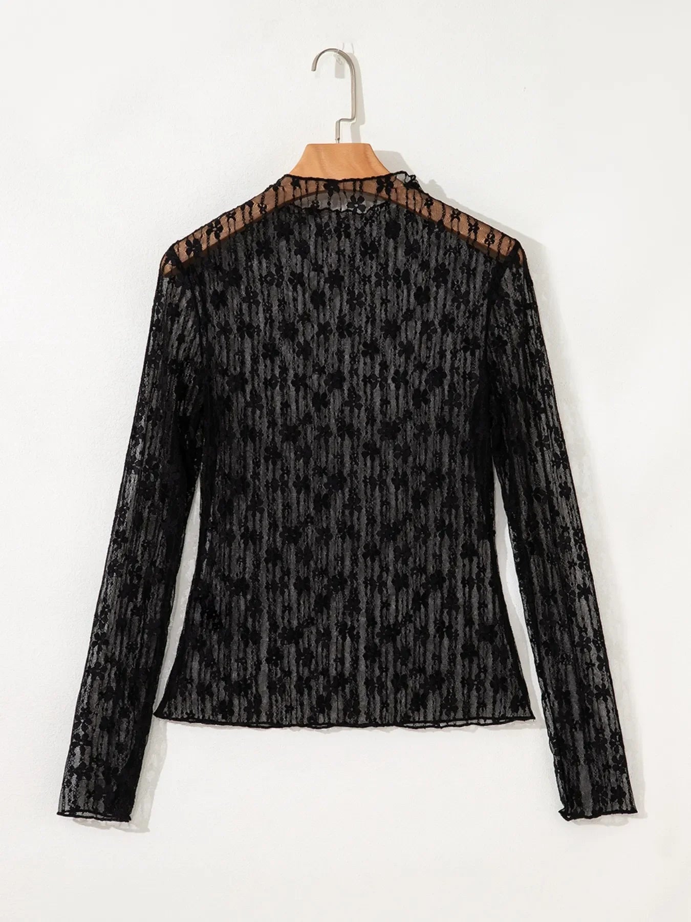 Lace See Through Long Sleeve Blouse With Sheer Detailing - Southern Shores Clothing
