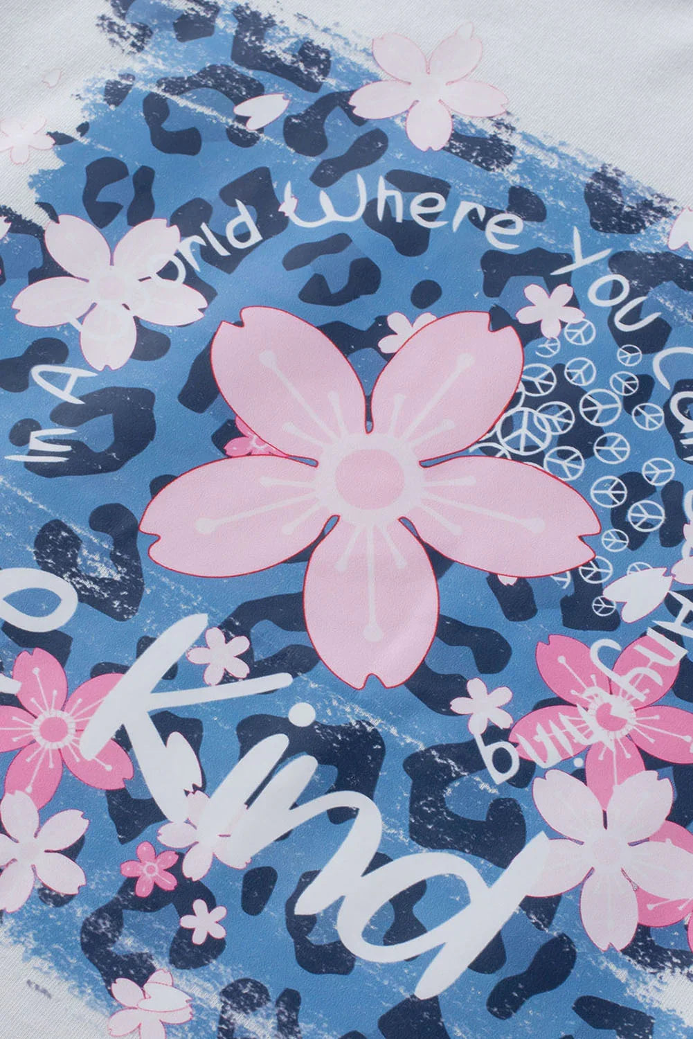 Leopard Floral Graphic Round Neck Short Sleeve Tee - Southern Shores Clothing