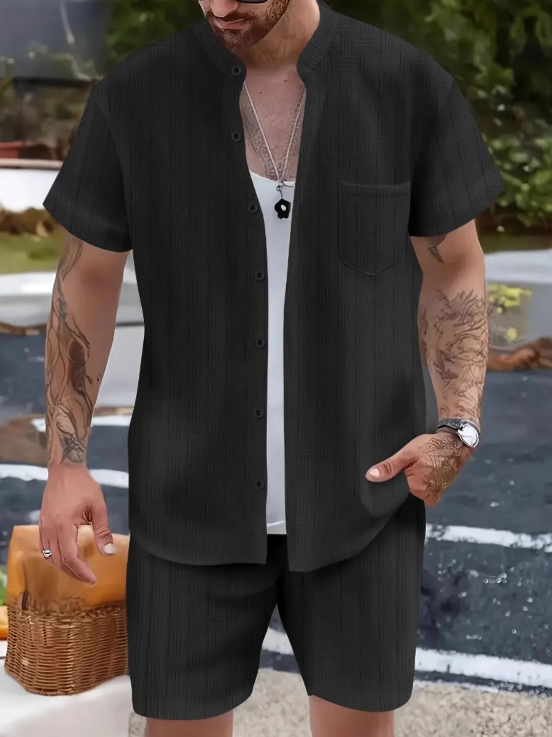Men's Button Up Short Sleeve Shirt and Shorts Set - Southern Shores Clothing