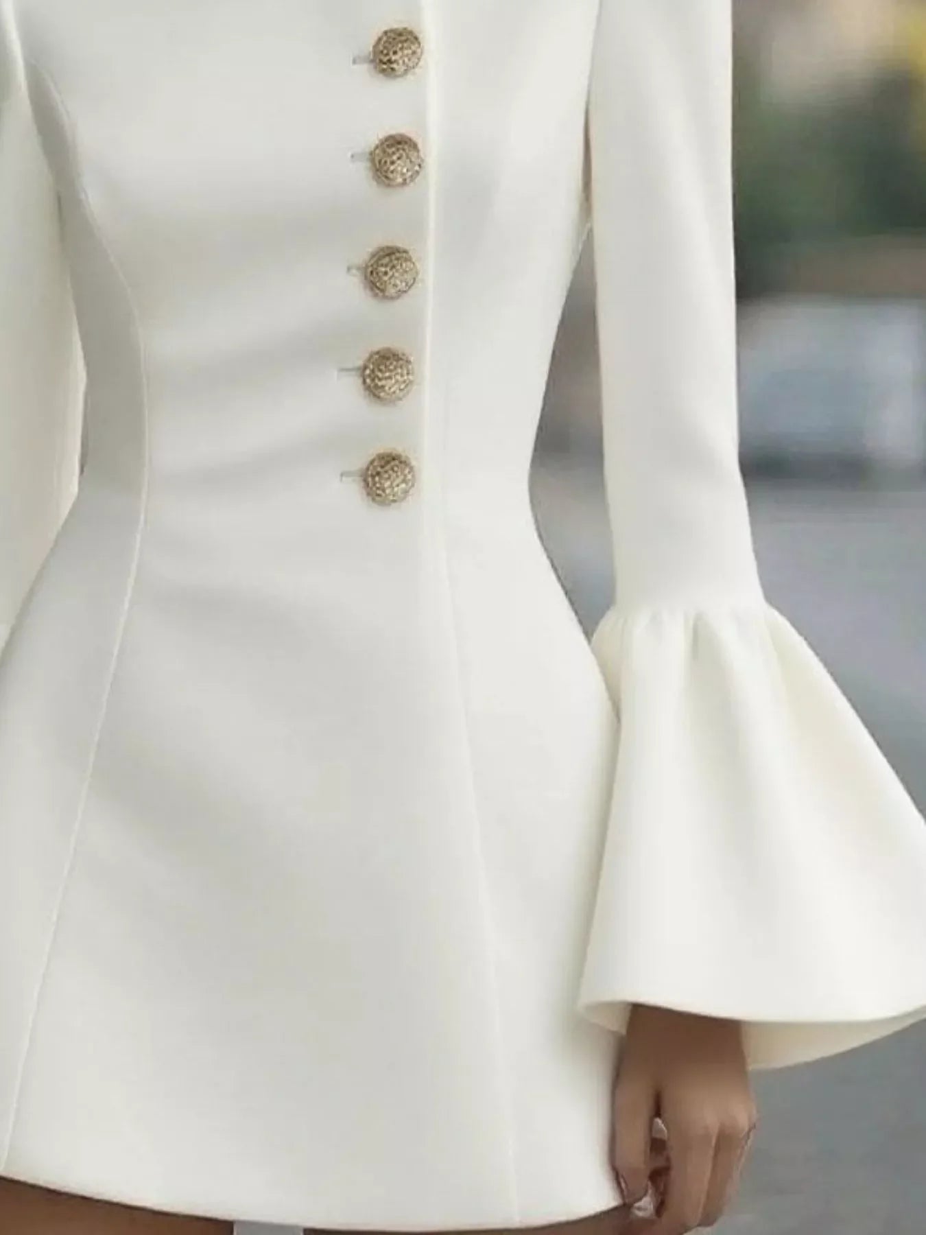 Bell Sleeve Mini Dress With Front Button - Southern Shores Clothing
