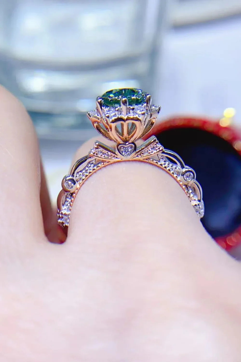 Moissanite Sterling Silver Ring With Zircon Accents - Southern Shores Clothing
